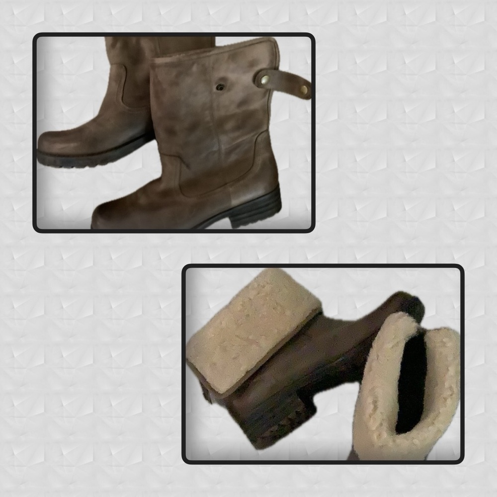 Tara M. Tori Brown Leather Ankle Boots Wool Lining Molded Arch Support Size 8.5